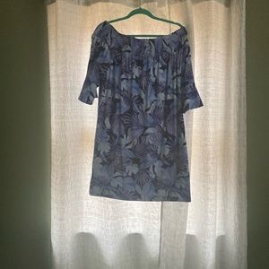 Fun and flirty off the shoulder dress.  Tropical print.  Never worn